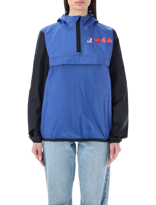 Comme Des Garçons Play – Zweifarbige, wasserdichte Kapuzenjacke