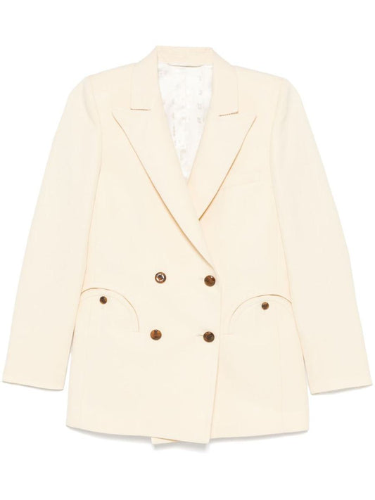 Blazé Milano – Zweireihiger Blazer „Esse“ aus cremefarbenem Leinen und Seide