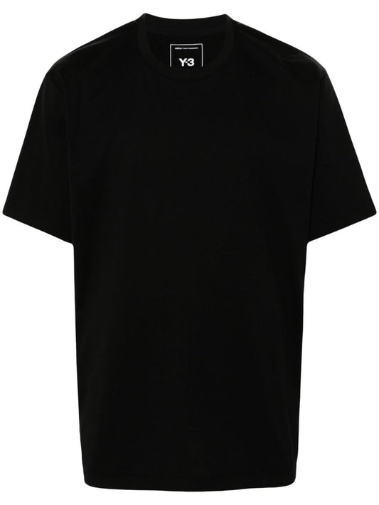 Y-3 Adidas Unisex Kurzarm-T-Shirt aus schwarzer Baumwolle