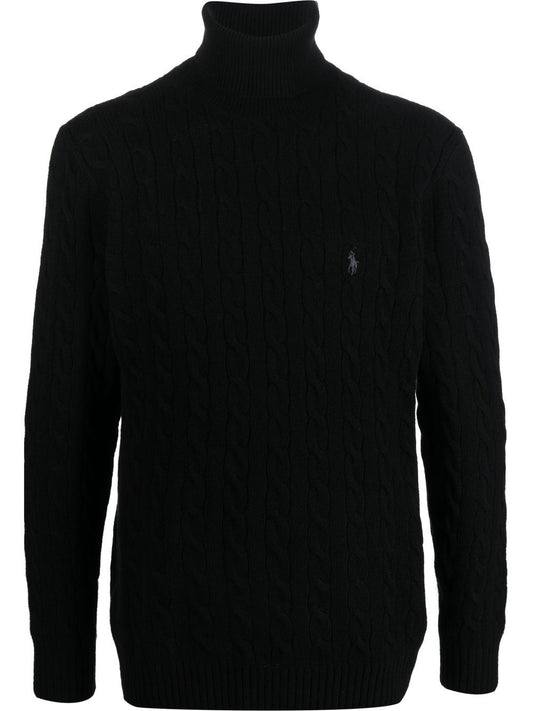 Rollkragenpullover aus Kaschmir und Wolle mit Zopfmuster