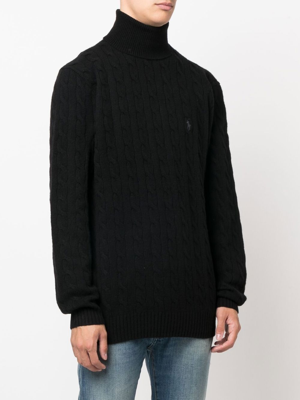 Rollkragenpullover aus Kaschmir und Wolle mit Zopfmuster