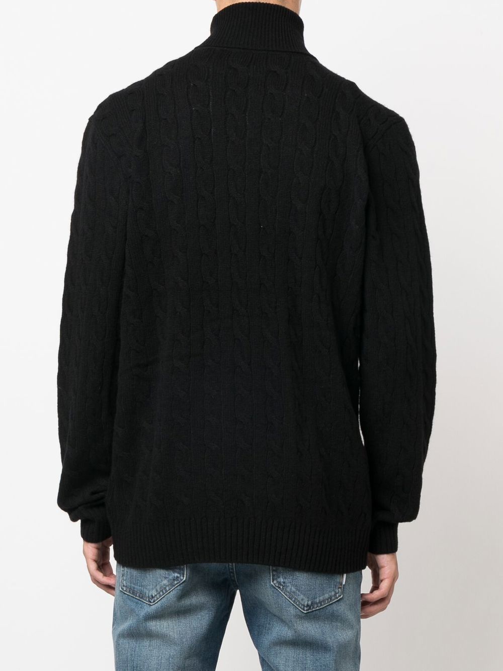 Rollkragenpullover aus Kaschmir und Wolle mit Zopfmuster