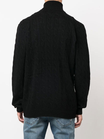 Rollkragenpullover aus Kaschmir und Wolle mit Zopfmuster