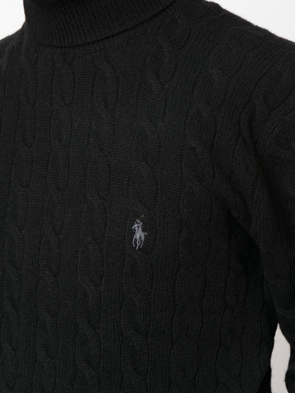Rollkragenpullover aus Kaschmir und Wolle mit Zopfmuster