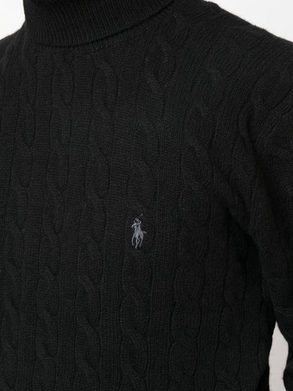 Rollkragenpullover aus Kaschmir und Wolle mit Zopfmuster