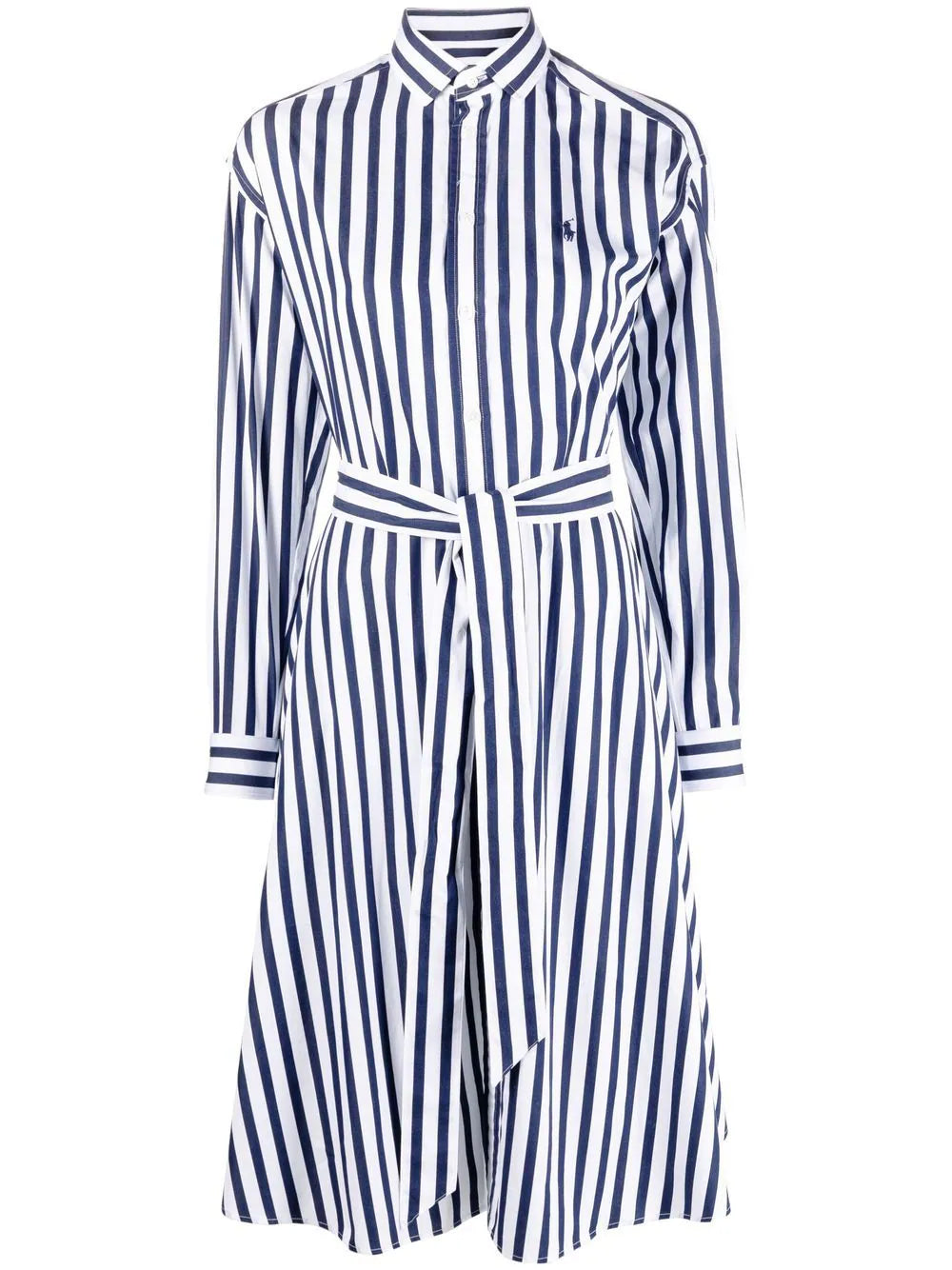 Gestreiftes Hemdblusenkleid mit Gürtel
