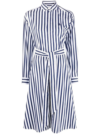 Gestreiftes Hemdblusenkleid mit Gürtel