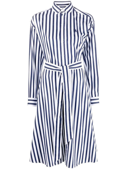 Gestreiftes Hemdblusenkleid mit Gürtel