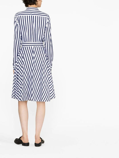 Gestreiftes Hemdblusenkleid mit Gürtel
