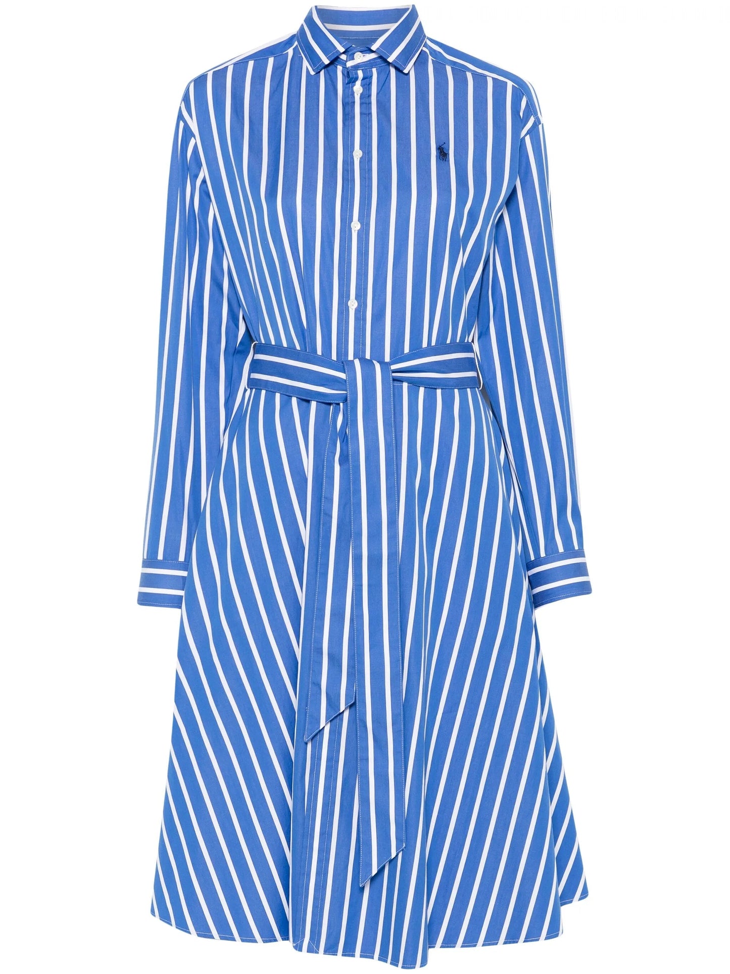 Gestreiftes Hemdblusenkleid mit Gürtel