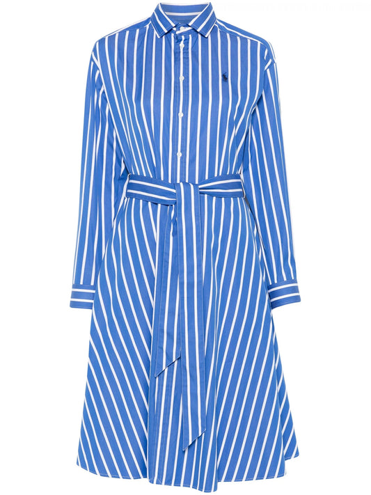 Gestreiftes Hemdblusenkleid mit Gürtel