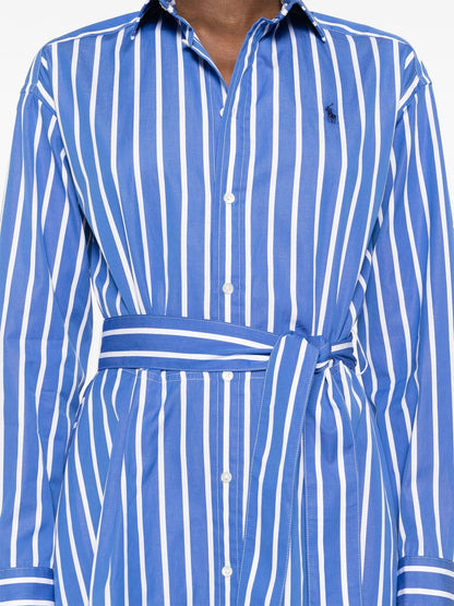 Gestreiftes Hemdblusenkleid mit Gürtel
