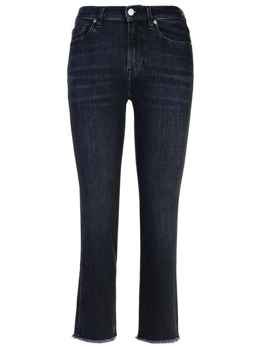 7 For All Mankind – Schwarze Jeans aus Baumwolle mit geradem Beinschnitt